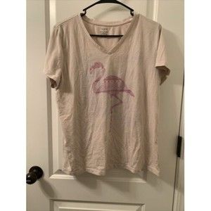 Women's Bird Theme Short Sleeve T-Shirt V-Neck Size XL